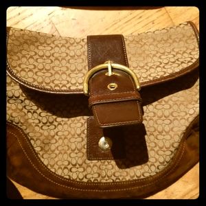 Coach brown leather hobo bag